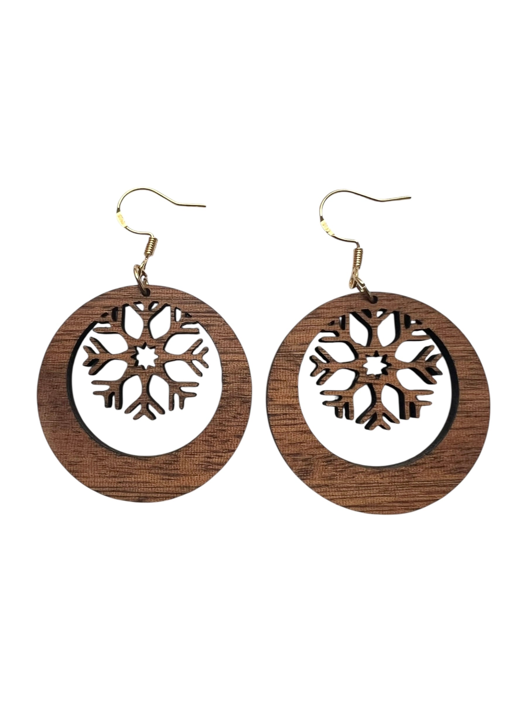 Wood Snowfall Hoop Earrings