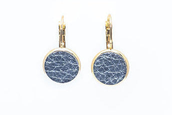 Light Blue Leverback Earrings — 12 mm — Stainless Steel or Gold Setting