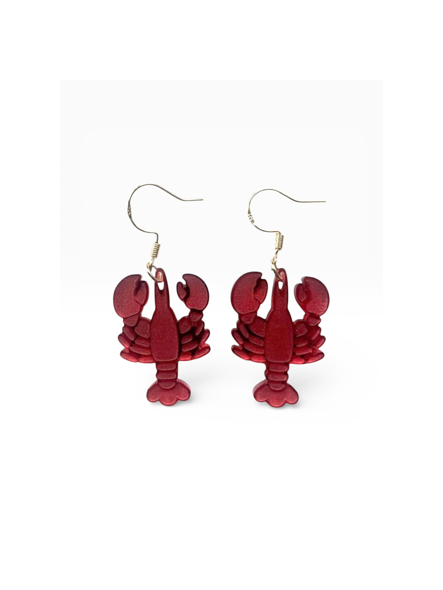 Red Shimmer Lobster Dangle Earrings
