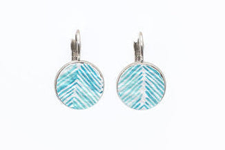 Ocean Chevron Leverback Earrings — 12 mm — Stainless Steel or Gold Setting