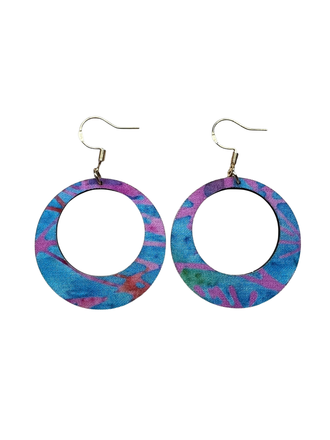 Pink & Blue Retro Hoop Earrings